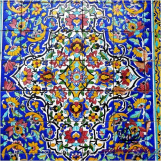 بخشی از کاشیکاری دیوار مسجد با نقش زیبای گلهای شاه عباسی -کد 191