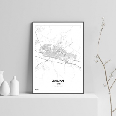 پوستر نقشه مدرن شهر زنجان در فرمت pdf