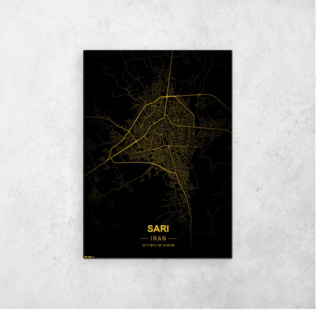 پوستر نقشه مدرن شهر ساری در فرمت pdf