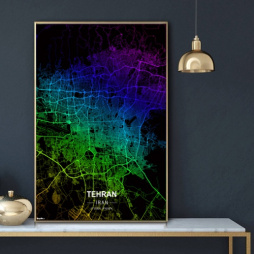 پوستر نقشه مدرن شهر تهران در فرمت عکس با کیفیت بالا
