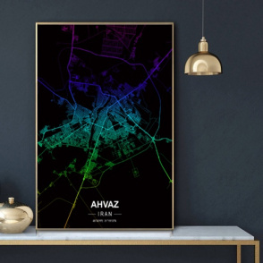 پوستر نقشه مدرن شهر اهواز در فرمت عکس با کیفیت بالا