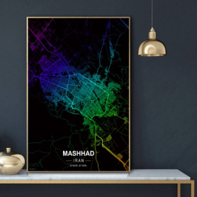 پوستر نقشه مدرن شهر مشهد در فرمت عکس با کیفیت بالا