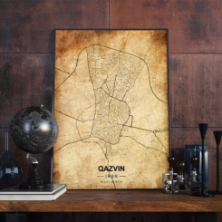 پوستر نقشه مدرن شهر قزوین در فرمت عکس با کیفیت بالا