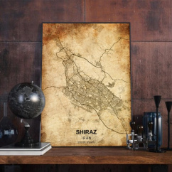 پوستر نقشه مدرن شهر شیراز در فرمت عکس با کیفیت بالا