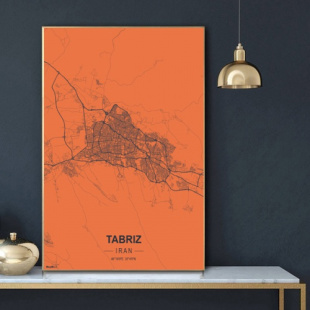 پوستر نقشه مدرن شهر تبریز در فرمت عکس با کیفیت بالا
