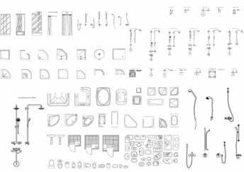 فایل اتوکد آبجکت انواع علم دوش حمام و پنل و زیر دوشی حمام