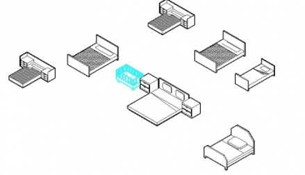 فایل سه بعدی اتوکد آبجکت تخت دو نفره + تک نفره