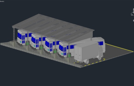 دانلود فایل اتوکد سه بعدی طراحی ایستگاه اتوبوس