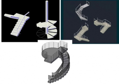 دانلود فایل اتوکد آبجکت انواع راه پله سه بعدی