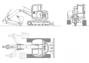 فایل اتوکد آبجکت ماشین راه سازی Kobelco SK75UR-3