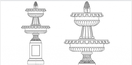 فایل اتوکد آبجکت فواره آب تزئینی