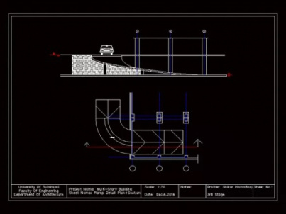 فایل اتوکد آبجکت طراحی رمپ پارکینگ همراه با جزئیات کامل