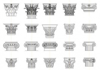 فایل اتوکد آبجکت انواع سر ستون های معماری کلاسیک