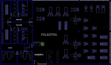 دانلود پلان اتوکد طراحی باشگاه به همراه تمام مبلمان و دستگاههای ورزش