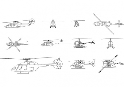 فایل اتوکد آبجکت هلیکوپتر مدل BELL-206B به همراه سایر مدلها