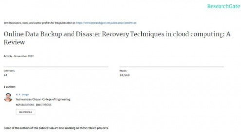 ترجمۀ مقاله Online Data Backup and Disaster Recovery Techniques in cloud computing: A Review ، بررسی تکنیک های پشتیبان گیری و بازیابی اطلاعات به صورت آنلاین در محاسبات ابری
