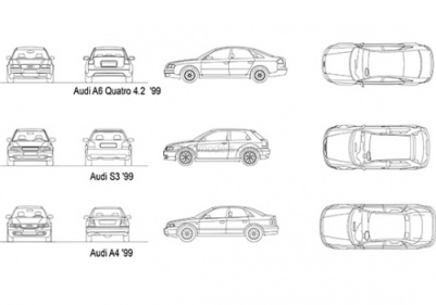 فایل اتوکد آبجکت خودروی آئودی مدل های A4،S3 و A6