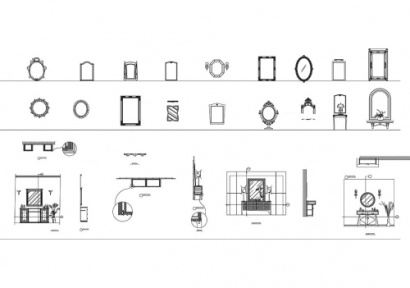 فایل اتوکد آبجکت انواع آینه دیواری