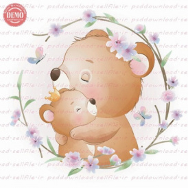 وکتور کارتونی خرس مادر و بچه -کد 25