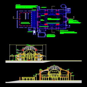 فایل اتوکد طراحی کلیسای سانتا سوفیا همراه با پلان کامل و برش های دقیق
