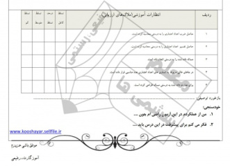 آزمون ریاضی پایه ششم فصل سوم ضرب و تقسیم اعشار (با فرمت doc)