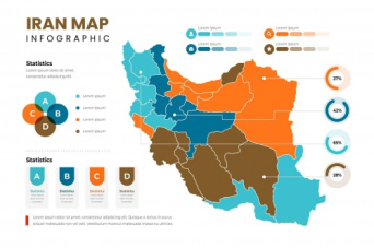 نقشه ایران با فرمت وکتور به شکل اینفوگرافیک