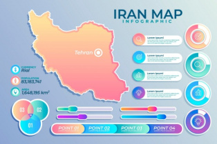 نقشه مینیمال ایران به شکل اینفوگرافیک با فرمت وکتور
