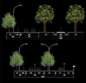 مقطع اتوکد معابر شهری ، پروفیل عرضی  خیابان