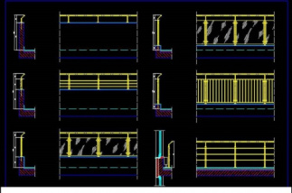 فایل اتوکد آبجکت انواع نرده بالکن همراه با جزئیات اجرایی