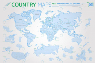 وکتور اینفوگرافی نقشه کشور های جهان