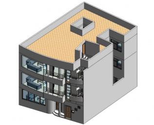 طرح مدل سه بعدی رویت ساختمان مسکونی سه طبقه مدرن