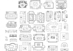 فایل اتوکد آبجکت انواع مبلمان مدرن اتاق نشیمن