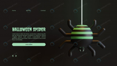 لندینگ پیج با عنکبوت 3 بعدی برای هالووین