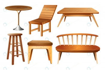 مجموعه وکتور میز و صندلی چوبی