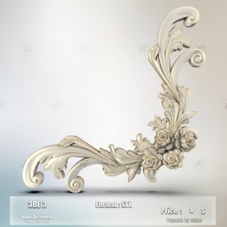 فروش فایل سه بعدی گل دکوری گل گوشه  3DE3