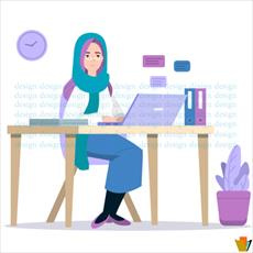 وکتور لایه باز کاراکتر خانم منشی با فرمت Ai