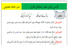 جزوه کامل درس اول فارسی پایه‌ی دهم شامل آرایه های ادبی، نکات دستوری، معنی واژه ها و عبارت ها و ابیات شعر. تهیه شده توسط دکتر محمد معصومی (دبیر مدارس تیزهوشان و نمونه دولتی شهر سمنان)