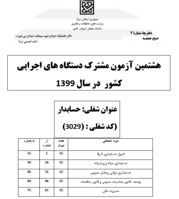 شبیه ساز سوالات آزمون استخدامی دستگاههای اجرایی: شغل حسابدار