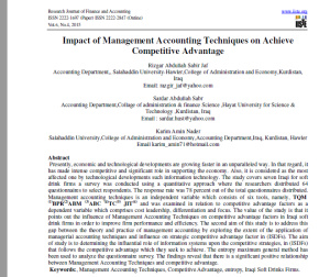 مقاله ترجمه شده تاثیر تکنیک های حسابداری مدیریت بر روی کسب مزیت رقابتی