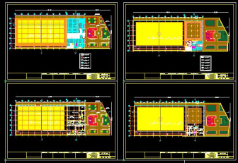فایل اتوکد نقشه معماری سالن ورزشی به مساحت 1750 مترمربع در زمین به مساحت 2535 متر مربع