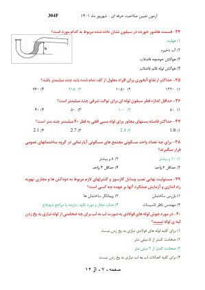 نمونه سوالات آزمون صلاحیت حرفه ای معماران تجربی شهریور 1401