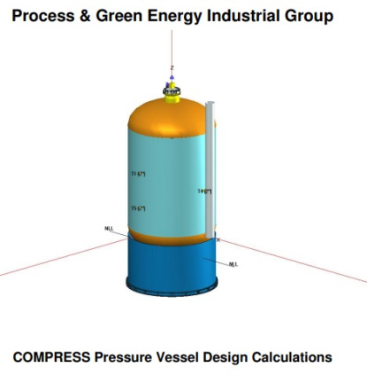 نمونه طراحی مخازن تحت فشار عمودی به کمک نرم فزار Compress 6258  و ANSYS