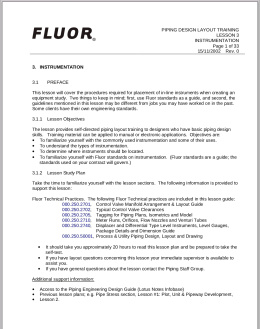 Flour instrumentation-PIPING DESIGN LAYOUT Training