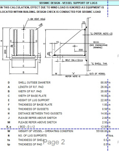 اکسل شیت برای طراحی Lug Support  مخازن تحت فشار