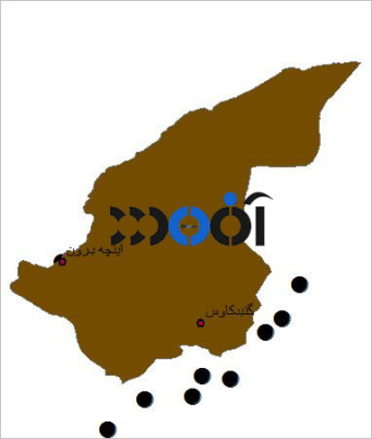 شیپ فایل شهرهای شهرستان گنبد کاووس به صورت نقطه ای