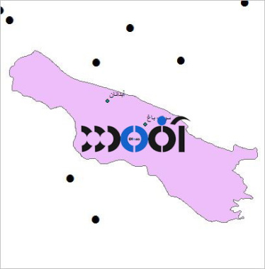شیپ فایل شهرهای شهرستان آبدانان به صورت نقطه ای