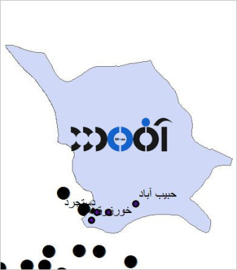 شیپ فایل شهرهای شهرستان برخوار به صورت نقطه ای