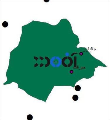 شیپ فایل شهرهای شهرستان جیرفت به صورت نقطه ای