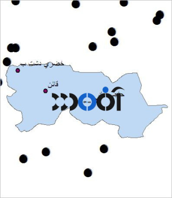 شیپ فایل شهرهای شهرستان قائنات به صورت نقطه ای