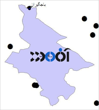 شیپ فایل شهرهای شهرستان قوچان به صورت نقطه ای